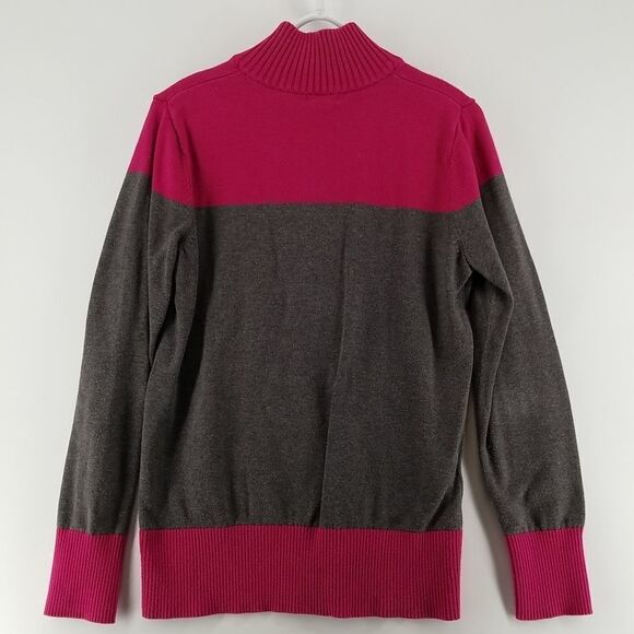 Eddie Bauer Sweater Women's Large Long Sleeve 1/2 Front Button Up Purple Grey - Picture 5 of 8